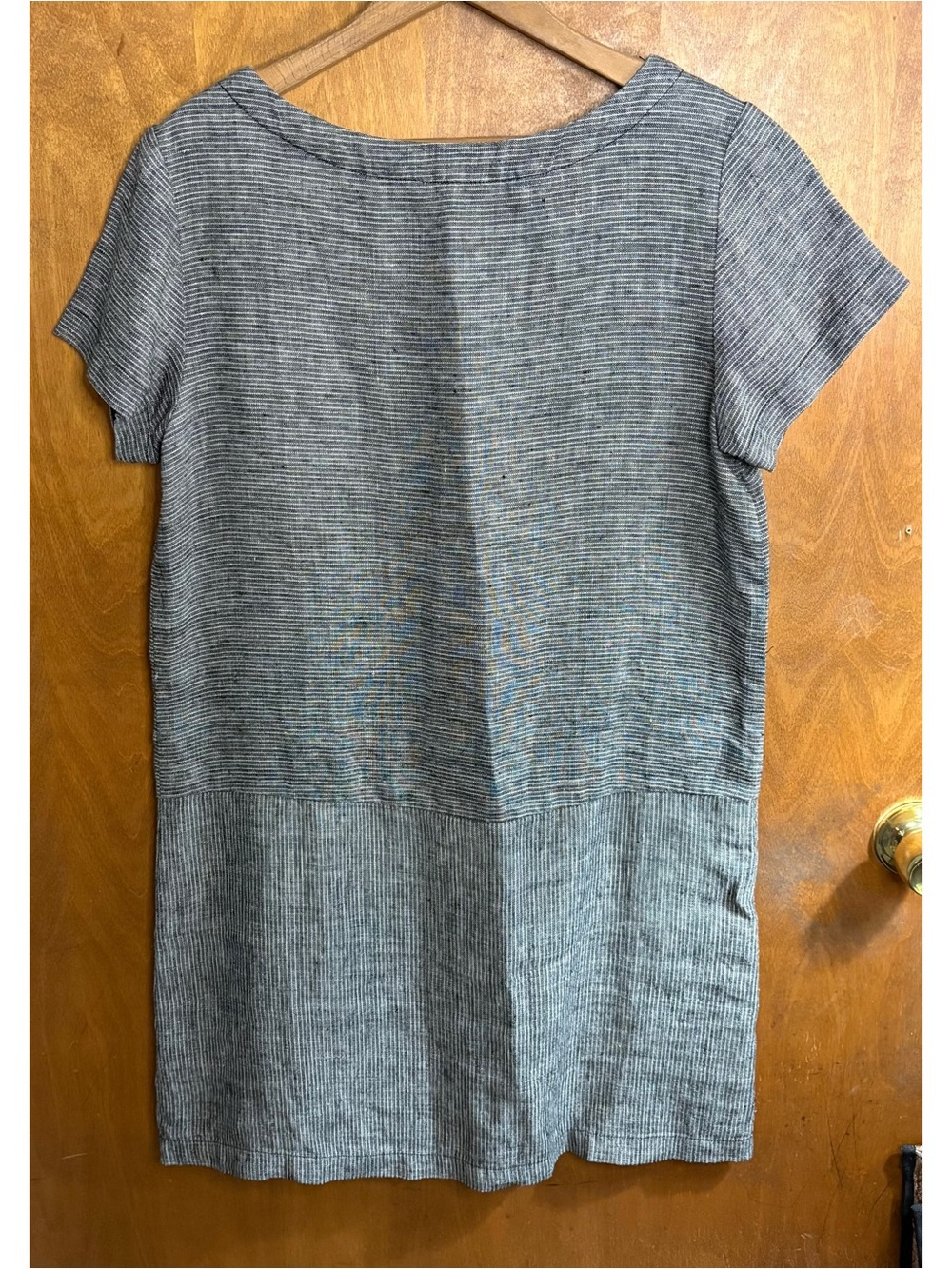 Garnet Hill Gray 100% Linen Drop Waist Shift Dress Lagenlook Beachy Boho Resort - Picture 3 of 11